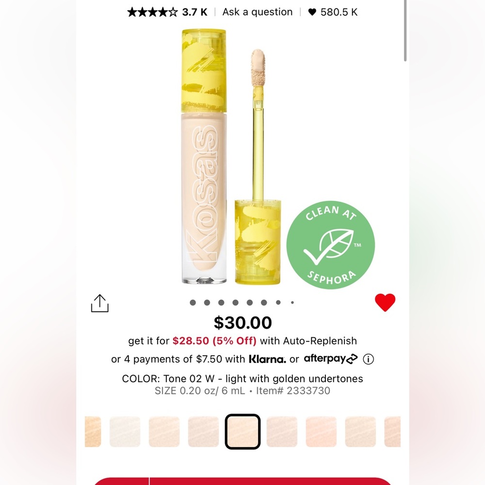 Kosas concelar shade 02W NWT!